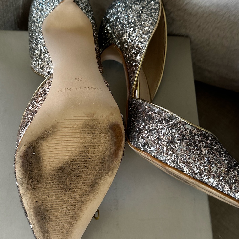 Marc Fisher Christay Gold Glitter High Heel Pump - Picture 9 of 10